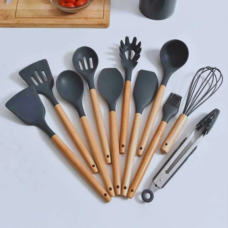 Kit de Utensílios de Cozinha em Silicone – 12 Peças