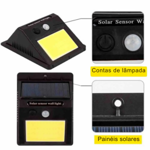 Luminária com Carregamento Solar e Sensor de Presença