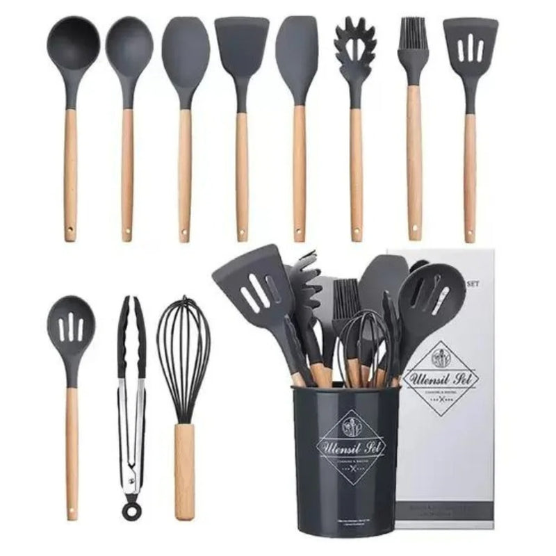 Kit de Utensílios de Cozinha em Silicone – 12 Peças