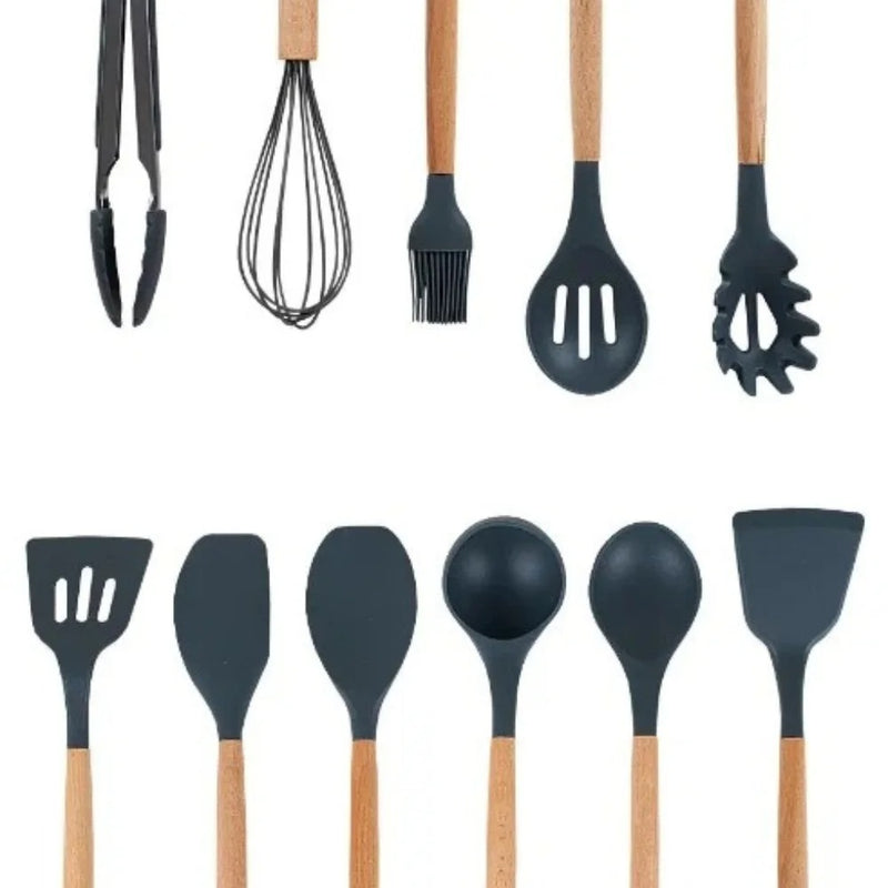 Kit de Utensílios de Cozinha em Silicone – 12 Peças