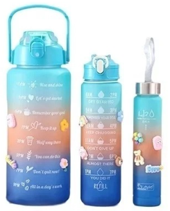 Kit de 3 garrafas motivacionais (300ml, 800ml e 2L)